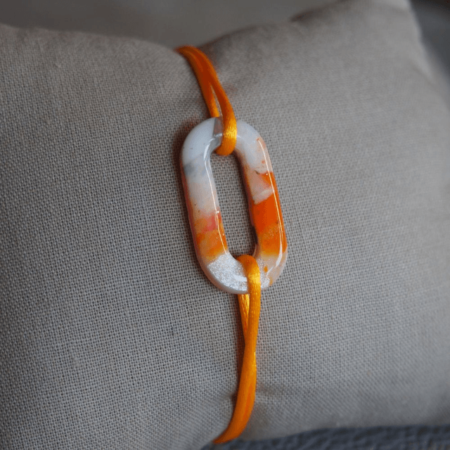Bracelet d'amitié cordon orange pour femme couple ou cadeau fait main