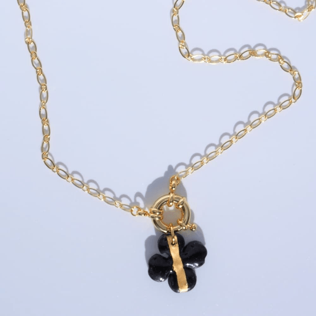 Collier trèfle éclat doré