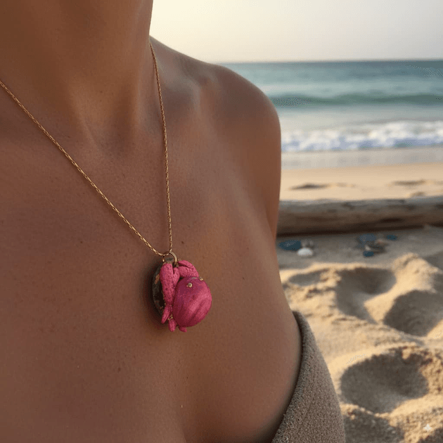 Collier crabe rose