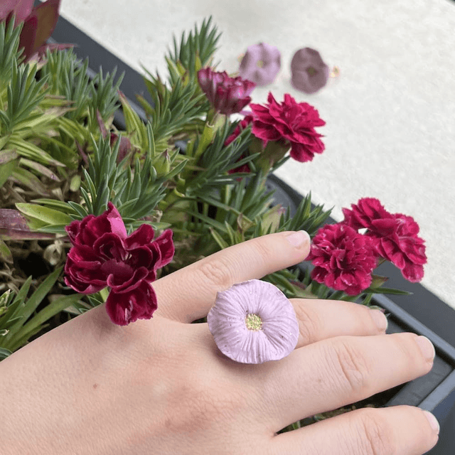 Bague femme fleur rose