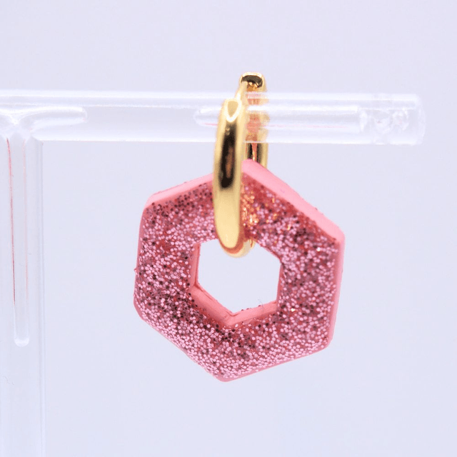Boucles créoles roses pailletées fait main