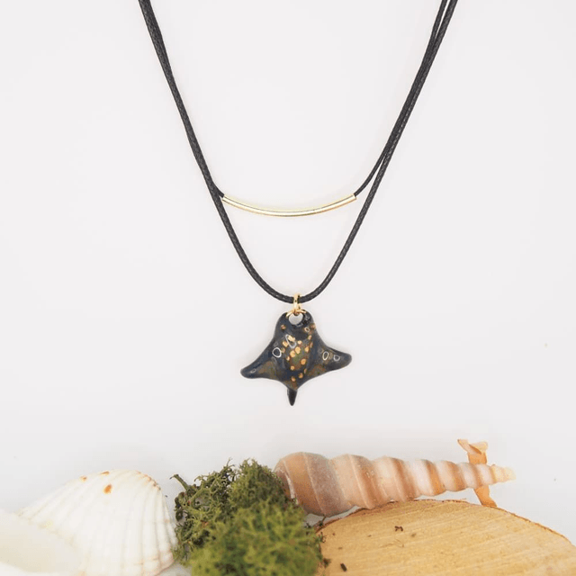 Collier raie léopard cordon effet cuir