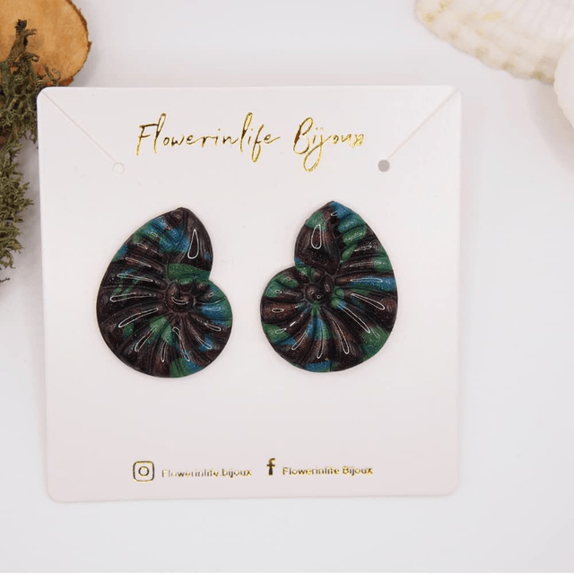 Boucles d'oreilles coquillage spiralé