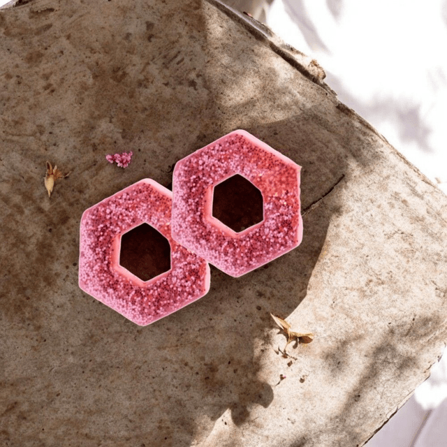 Boucles créoles roses pailletées fait main