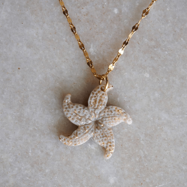 Collier femme acier inoxydable étoile de mer grise