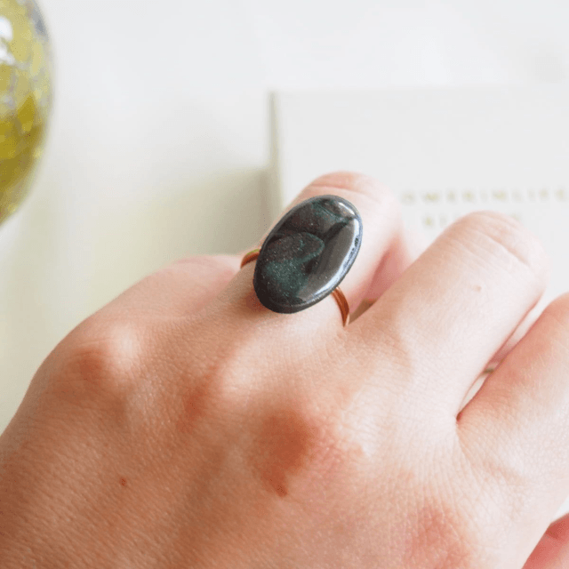 Bague femme pierre noire