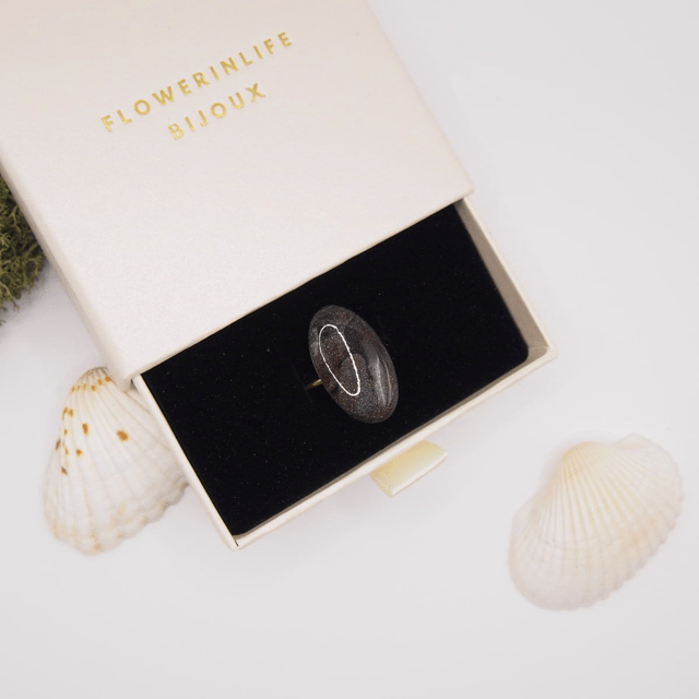 Bague femme pierre noire