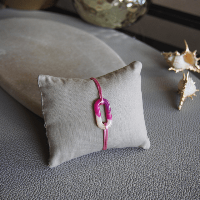 Bracelet coloré en argile polymère réglable rose fuchsia bijoux colorés