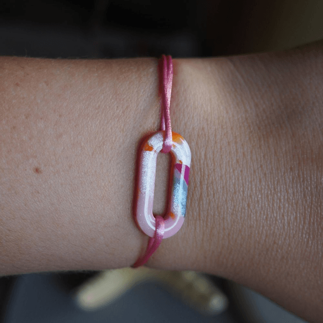 Bracelet artisanal d'été pour femme en cordon ajustable rose