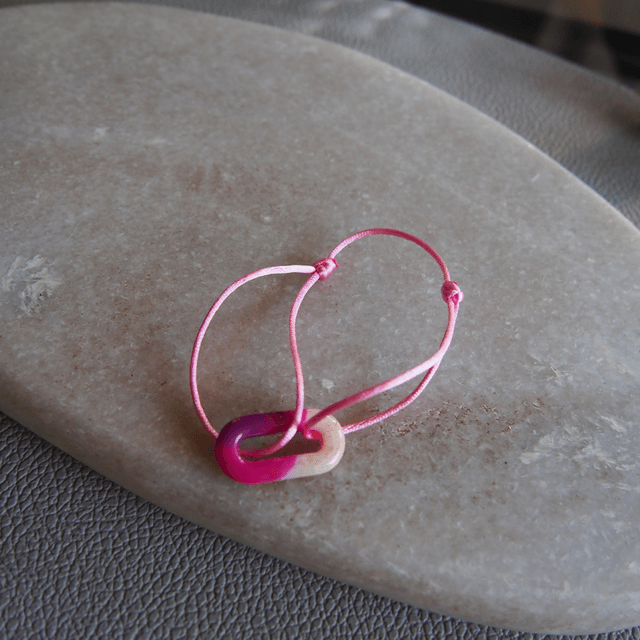 Bracelet coloré en argile polymère réglable rose fuchsia bijoux colorés